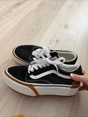Vans Black White Gum Platform Old Skool Sneakers